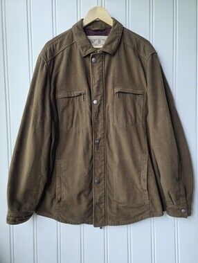 Tommy Bahama Long Sleeve Fleece Utility Shirt Zip Up Jacket Brown Large